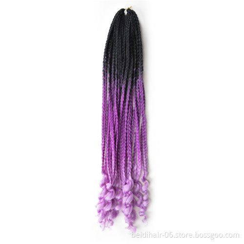 Bright Colors Box Braids Goddess Faux Locs Crochet Hair Curly Ends Pre Knotted Bohemian Extensions Synthetic Hair 24inch